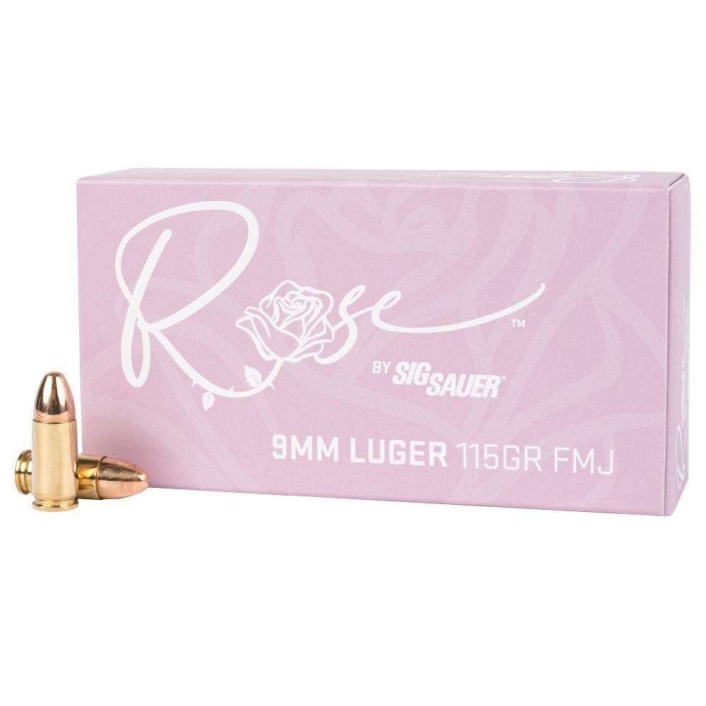 Ammunition Sig Sauer 282 ft lbs 9mm SIG E9MMB1ROSE50   ROSE 9MM  115GR  FMJ     50/20